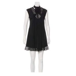 Mayle High Neck Black 100% Silk Dress Size 4